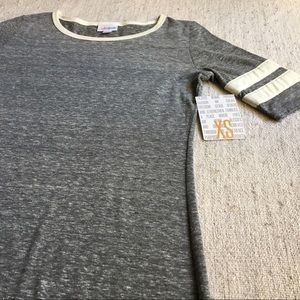 Heathered grey XS Julia, white racer stripes BNWT